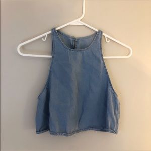 Denim Open-Back Crop Top